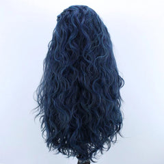 BXOXO Light Blue Wig Synthetic Lace Front Wig Free Long Loose Curly Lace Wigs Glueless Synthetic Hair Wig Blue Cosplay Wig