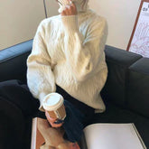 Bxoxo Turtleneck Knitted Sweater for Women Autumn Winter Thick Loose Soft Pullover Sweaters Korean Solid Office Lady Warm Jumper New