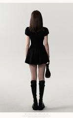 Bxoxo High Quality Dress A-line Elegant Sexy Lace Short Sleeved Shirt Skirt Commuting College Style Decoration Retro Dress Vestido Y2k