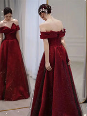 BXOXO Elegant Dress for Women Burgundy Splicing Lace Sequin Strapless Long A-line Skirt Solid Color Evening Gown