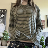 BXOXO Y2k Teen Striped Long Sleeve T-Shirts Fairy Grunge Print Baggy Tops Vintage Harajuku 2000s E-Girl Shirts Vintage Streetwear