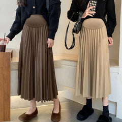 Bxoxo Maternity dress Pleated Thick Warm Maternity Skirts Elastic Waist Belly Casual Clothes for Pregnant Women Clothing Pregnancy