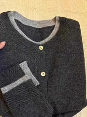 Bxoxo Fashion Patchwork Knit Cardigan for Women Autumn Loose Lazy Style Female Fake 2 Pieces Y2K Korean Single Breasted Casual Jumper