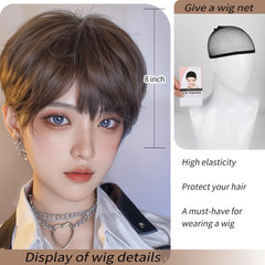 BXOXO 8 Inch Synthetic Mens Wigs Short Straight Bangs Wig Heat Resistant Youth trend For Male Boy Cosplay Anime Daily Party