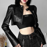 BXOXO Autumn New Vintage Classic Black Hottie Mysterious All-Match Casual High Street Cool Confident Women's Matte Jacket