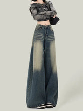 Bxoxo Women Streetwear Retro Jeans Loose High Waist Y2K Denim Pants Casual American Harajuku Fall Female Pockets Wide Leg Trousers New