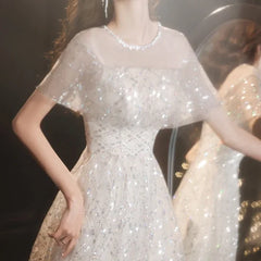 BXOXO Customized Sparkling Champagne Prom Dress Off The Shoulder Blingbling Sequin Floor-length A-line Elegant Slim Evening Bridesmaid