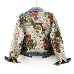 Bxoxo Spring Autumn New Printing Short Denim Jacket Women Fashion Loose Leisure Coat Patchwork Button Vintage Outerwear Female