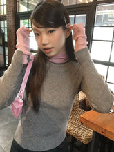 BXOXO Vintage Fake Two Piece Knitted Tops Mujer 2025 Autumn Winter Half-high Collar T-shirt for Women Y2k Slim Fit Long Sleeve Tees