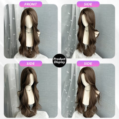 BXOXO 26 Inch Lace Front Wigs Curly Wave Fiber Synthetic Wig Heat-resistant Non-Glare Natural Soft Cosplay Hairpiece For Women