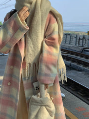 BXOXO - Long Plaid Rainbow Coat