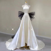 BXOXO Customized Luxury White Halter Collar Evening Dress High-Grade Halter Light Trailing Satin Elegant Annual Meeting Evening Dress