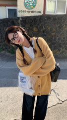 Bxoxo Slouchy Knit Cardigan Sweater for Women Comfy Cable-knit Button Up Sweater Jacket Female Autumn Winter Vintage Outfit