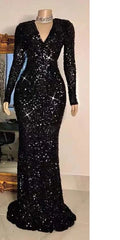 BXOXO Customized Women Gray V Neck Long Sleeve Sequin Dress Elegant Evening Dress Party Maxi Dress Ladies Trailing Dresses