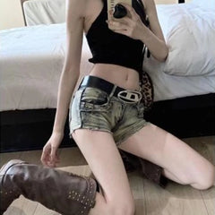 Bxoxo American Spicy Girl Sexy Low Waist Denim Shorts Female Summer New Slim Skinny Shorts Party Shorts Jeans