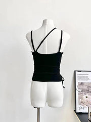 BXOXO Summer Women Gyaru Camisole Solid Color Crop Top Coquette 2000s Aesthetic Tide Halter Top Hot Sexy Korean Fashion Tide Gothic