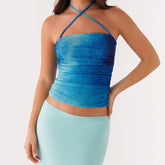 BXOXO Women Y2K Tie Dye Tube Tops Summer Strapless Backless Floral Print Bandeau Crop Tops Cute Boho Cami Tops Streetwear