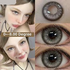 BXOXO 1 Pair/2pcs Prescription Contact Lenses for Eyes Myopia Eye Color Lenses With Diopters Blue Green Natural Lenses Pupils