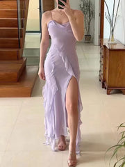 Bxoxo Loungewear Sleeveless Party Dress, Women Summer V-Neck Sexy Fashion Maxi Dress, Slim Solid Bandage Patchwork Ladies Dress