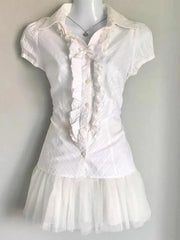 BXOXO Y2k Tops T shirt 90s Vintage Clothes Women White Punk Slim Bow Aesthetic Lace Harajuku Girl Tees Crop Top Femme Short Sleeve Tee