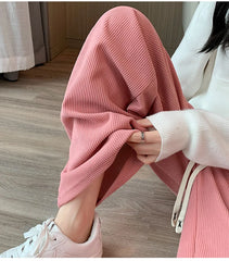 Bxoxo Women Casual Loose Straight Pants High Waist Corduroy Pants Fashion Women All Match Office Trousers 2024 Spring Autumn