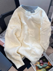 Bxoxo Vintage Stars Sweaters Women Lazy Wind Preppy Style Knitted Pullover Japan Retro Loose Long Sleeve Patchwork Harajuku Tops New