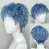 BXOXO 8 Inch Synthetic Mens Wigs Short Tin foil hot Blue Bangs Wig Heat Resistant Youth trend For Male Boy Cosplay Daily Party