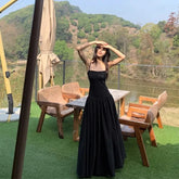 Bxoxo Elegant Hepburn Camis Dress for Women Summer Fashion Spaghetti Straps Midi Dress Y2K Aesthetic Holiday Black Vestidos Mujer