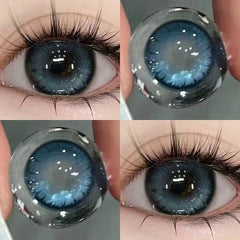 BXOXO 1Pair Colour Contacts Lenses Circular Natural Gray Blue Eye Lenses Myopia Beauty Pupil Black Eyes
