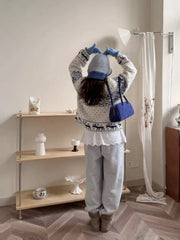 Bxoxo Vintage Korean Style Women Sweaters Zipper Knitted Cardigan Casual Retro Jumpers Harajuku Fashion Long Sleeve Knitwear