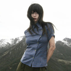 Bxoxo Y2k Vintage Shirt Women Short Sleeve Irregular Casual Shirt Plaid 2000s Japanese Summer Shirt Tee E-girls Streetwear