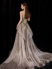 BXOXO Halter Sequins Celebrity Dress Tassel A-line Saudi Arabic Sparkle Detachable Trailing Quinceanera Bride Woman Dance Formal Gown