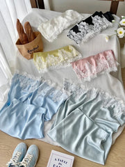 Bxoxo Elegant Satin Skirt Women French Style Lace Patchwork Long Skirts Fairycore Fashion Slim Up A-line Skirts Aesthetics