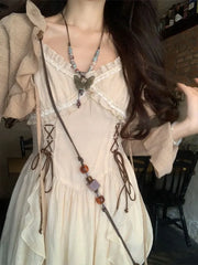 Bxoxo French Fashion Retro Vacation Style Camisole Dress+cardigan Two-piece Set Summer Temperament Long Dresses Female Clothing