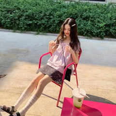 Bxoxo Vintage Floral Skirt Women Japanese Style Elegant Sweet Mid Skirt Black Harajuku Y2k Fashion Short Skirts Aesthetics