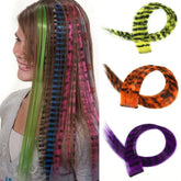 BXOXO 18" Synthetic Long Straight Women High Temperature Synthetic Clip In Hair Extension Hairpiece Feather Wig Blue Rose Colorful