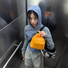 BXOXO Korean Fashion Blue Hoodie Sweatshirt 2025 Autumn Slim Fit Hollow Out Tops Women Y2k E-Girl Long Sleeve Casual Sweatshirts