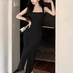 Bxoxo Elegant French Style Long Slim Fit Summer New Release High-end Feel Tank Dresses Women's Smooth Slim Fit Satin Dress