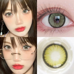 BXOXO 1Pair Green Colour Contacts Lenses Natural Blue Gray Eye Myopia Lenses Beauty Pupil Brown Lenses Makeup