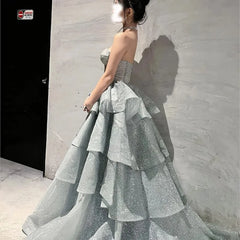 BXOXO Sequined New Style Student Day Adult Ceremony Art Exam Host Cake Dress Graduation Banquet