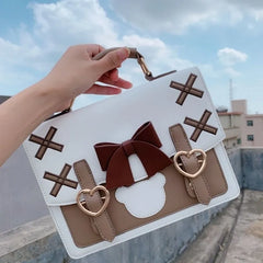 BXOXO Harajuku Lolita Shoulder Bag Women Japanese Kawaii Bowknot Female Messenger Bag Cute Womens Handbag Satchel Pouch