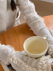 Bxoxo Kawaii Lace Patchwork T Shirts for Women Japanese Sweet Lolita Ruffles Slim Tops Y2K Sweet Preppy Long Sleeve Ladies Tees New