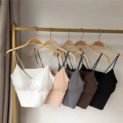 BXOXO Sexy Ice Silk Camisole For Women Summer Breathable Comfort Underwear Girls Crop Tops Vest Female Black Sexy Tube Tops Bras White