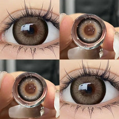 BXOXO 1Pair Myopia New Freshly Colour Contacts Lenses Large Diameter14.5mm Natural Eye Lenses Beauty Pupil Brown Gray Lenses