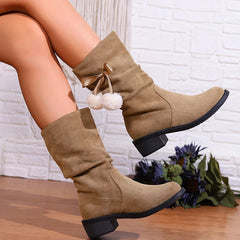 BXOXO Women Large Size 43 Suede Snow Ankle Boots Winter New Warm Mid-Calf Boots Fashion Comfort Mid Heels Shoes Botas Mujer