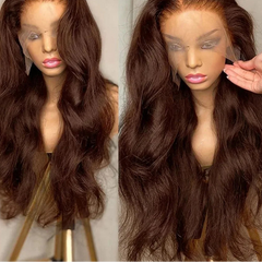 BXOXO Chocolate Brown 13x4 Lace Front Wig Brazilian Pre Plucked 13x6 HD Lace Frontal Wigs Dark Brown Body Wave Human Hair Closure Wigs