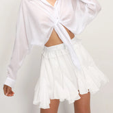 BXOXO Women's Ruffle Mini Skirts Casual High Waist Solid Color A-Line Skirts Flared Summer Fairycore Skirts Y2k Vintage