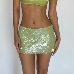 BXOXO Silver Sequin Skirt Woman High Waist Mini Skirt Woman Fashion Shiny Glitter Elegant Short Skirts For Women Y2k Skirts