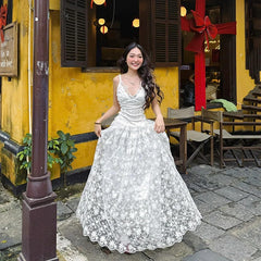 Bxoxo Sexy Deep V-Neck Backless Lace High Waist Mesh Fashion Spaghetti Strap Dress Summer Evening Party New Women Vestidos