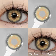 BXOXO 1Pair Myopia Lenses Color Contact Lenses With Diopters Prescription Natural Yaerly Brown Lenses Gray Colored Contacts